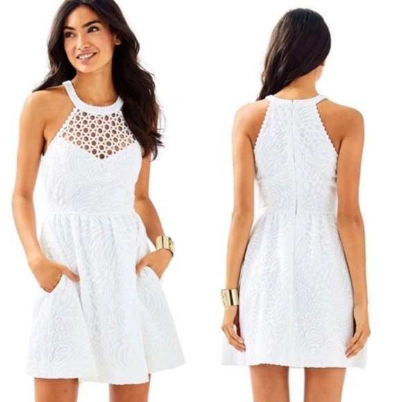Lilly Pulitzer Dresses & Skirts - Lily Pulitzer White Lace Halter Dress 4